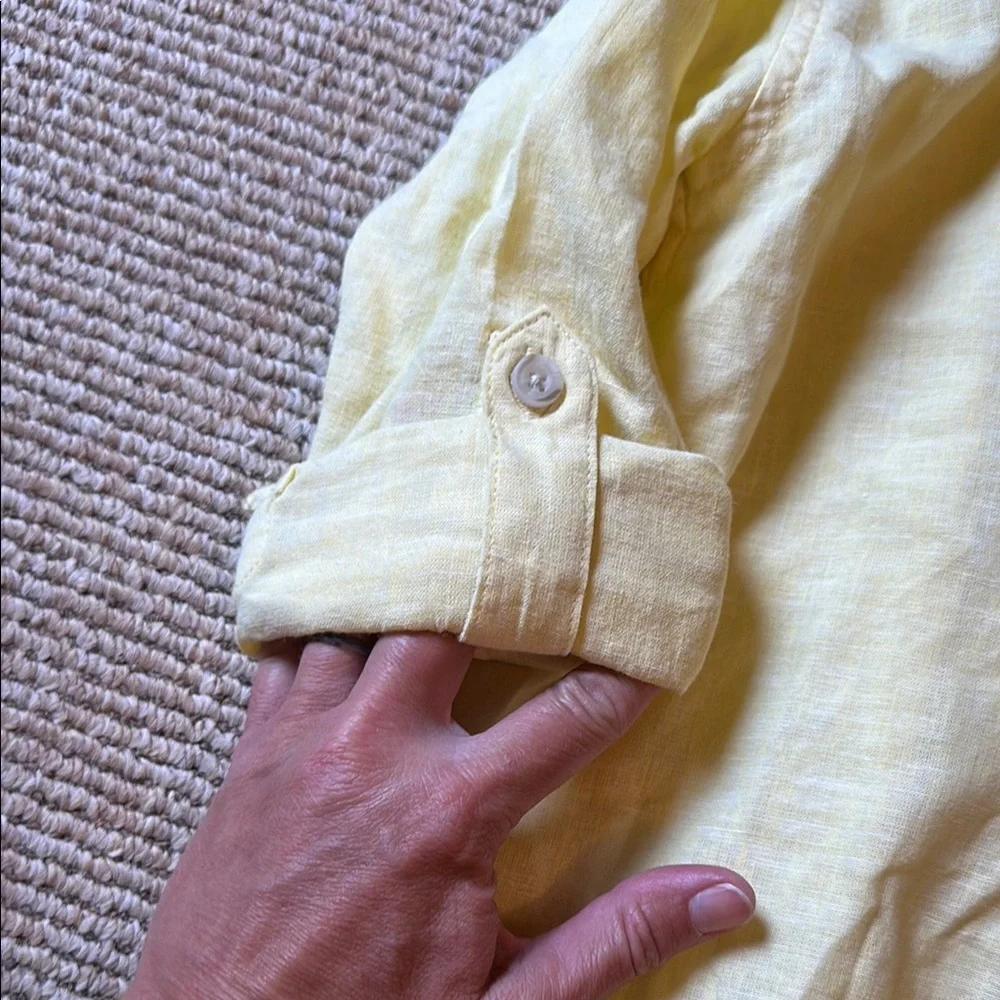 NWT Gymboree boys size 8 yellow montauk daisy linen long rollable sleeve Shirt